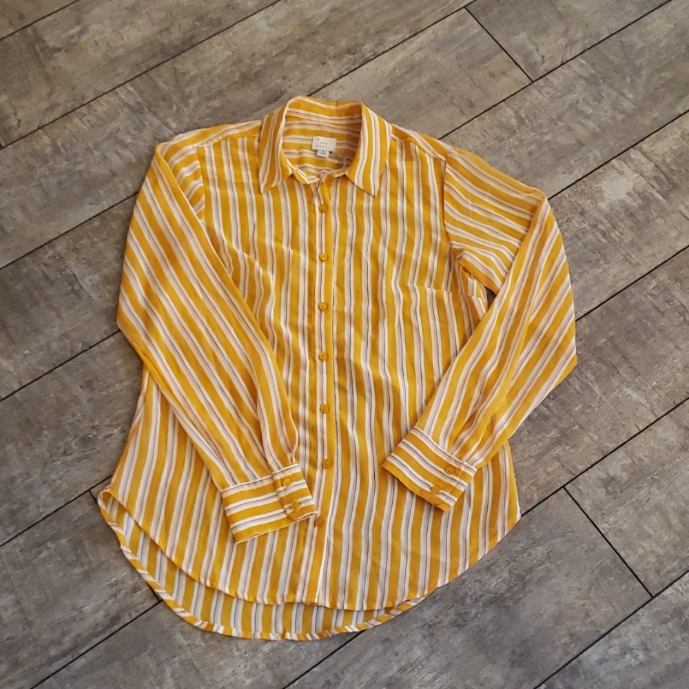 A New Day Yellow Pin Striped Blouse NWOT 550